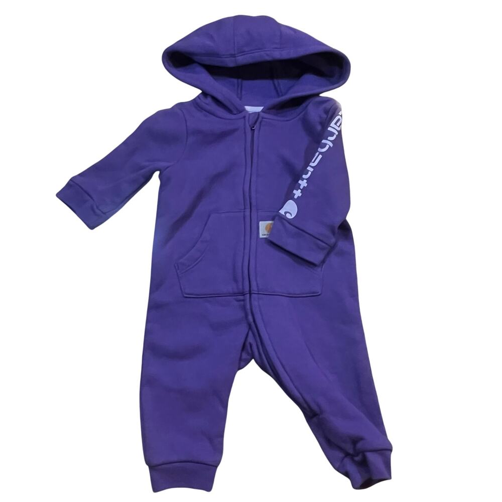 Carhartt Zip Hoodie Infant 3M Purple Long Sleeve Hooded Coverall Logo‎ Outfit